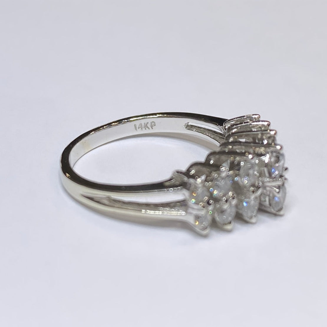 14k Double Row Pyramid Ring 1ctw