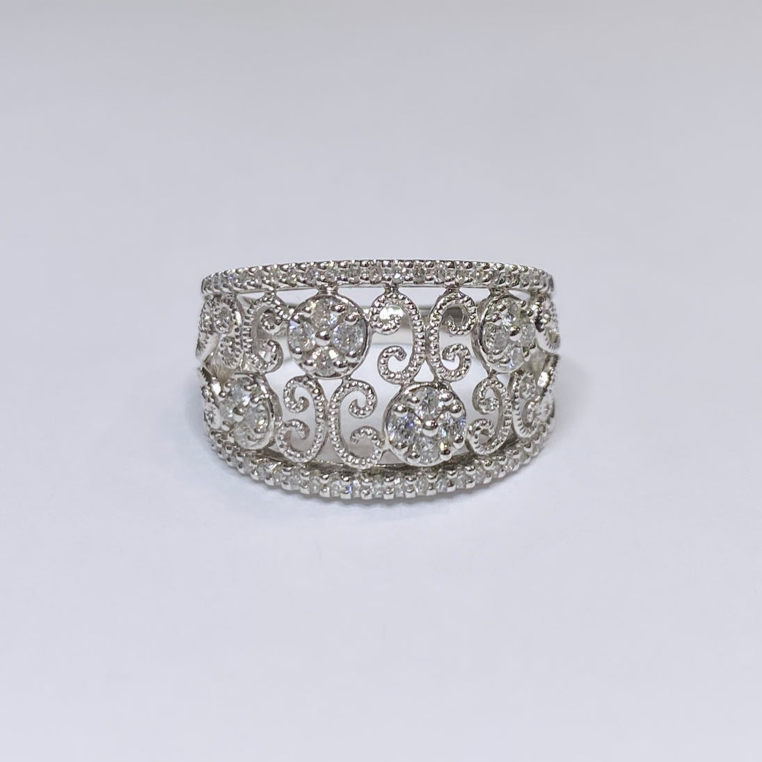 14k Diamond Filagree Band 1/2ctw