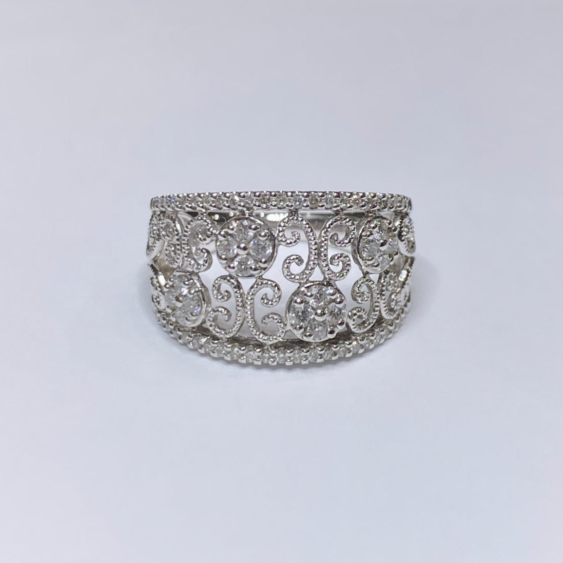 14k Diamond Filagree Band 1/2ctw