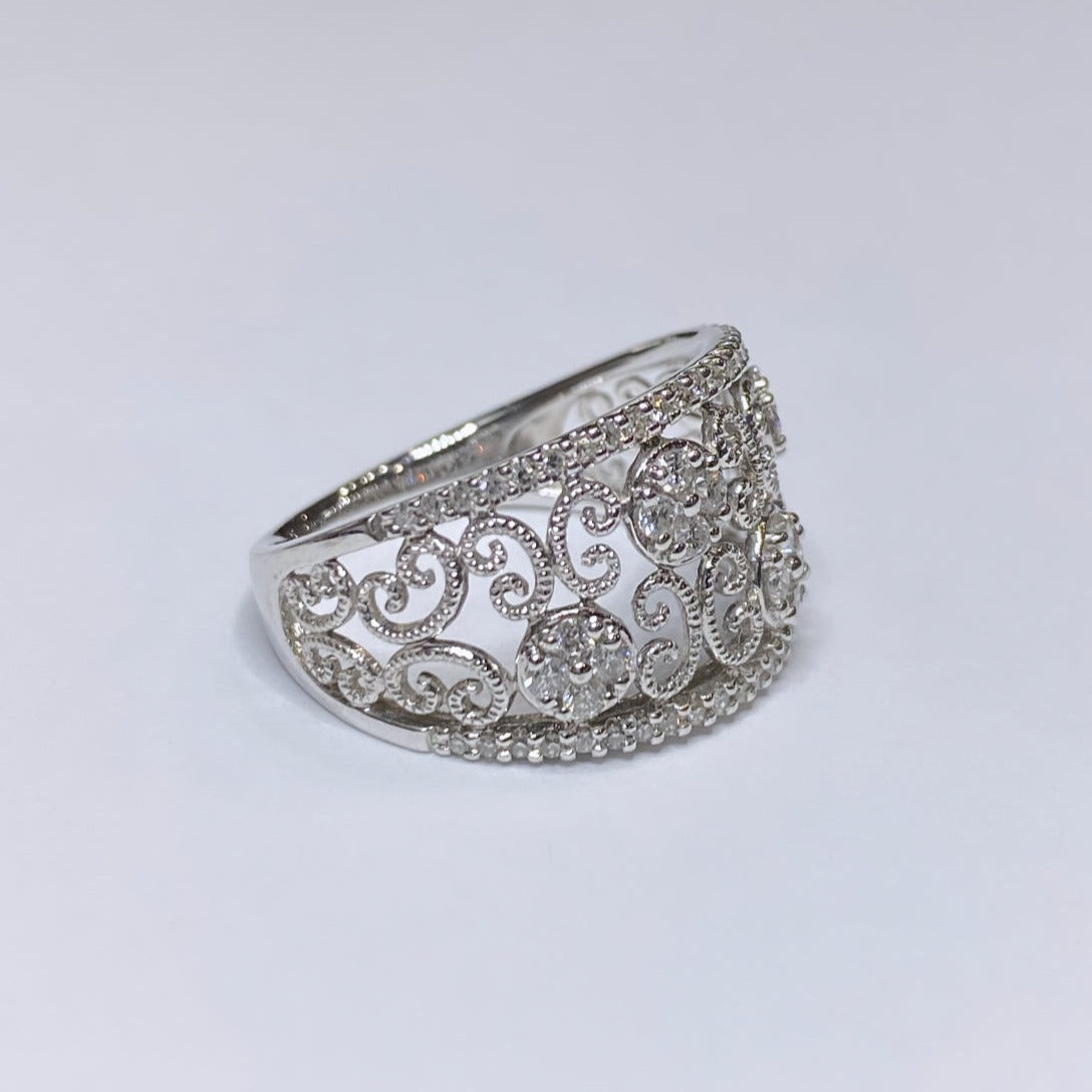 14k Diamond Filagree Band 1/2ctw