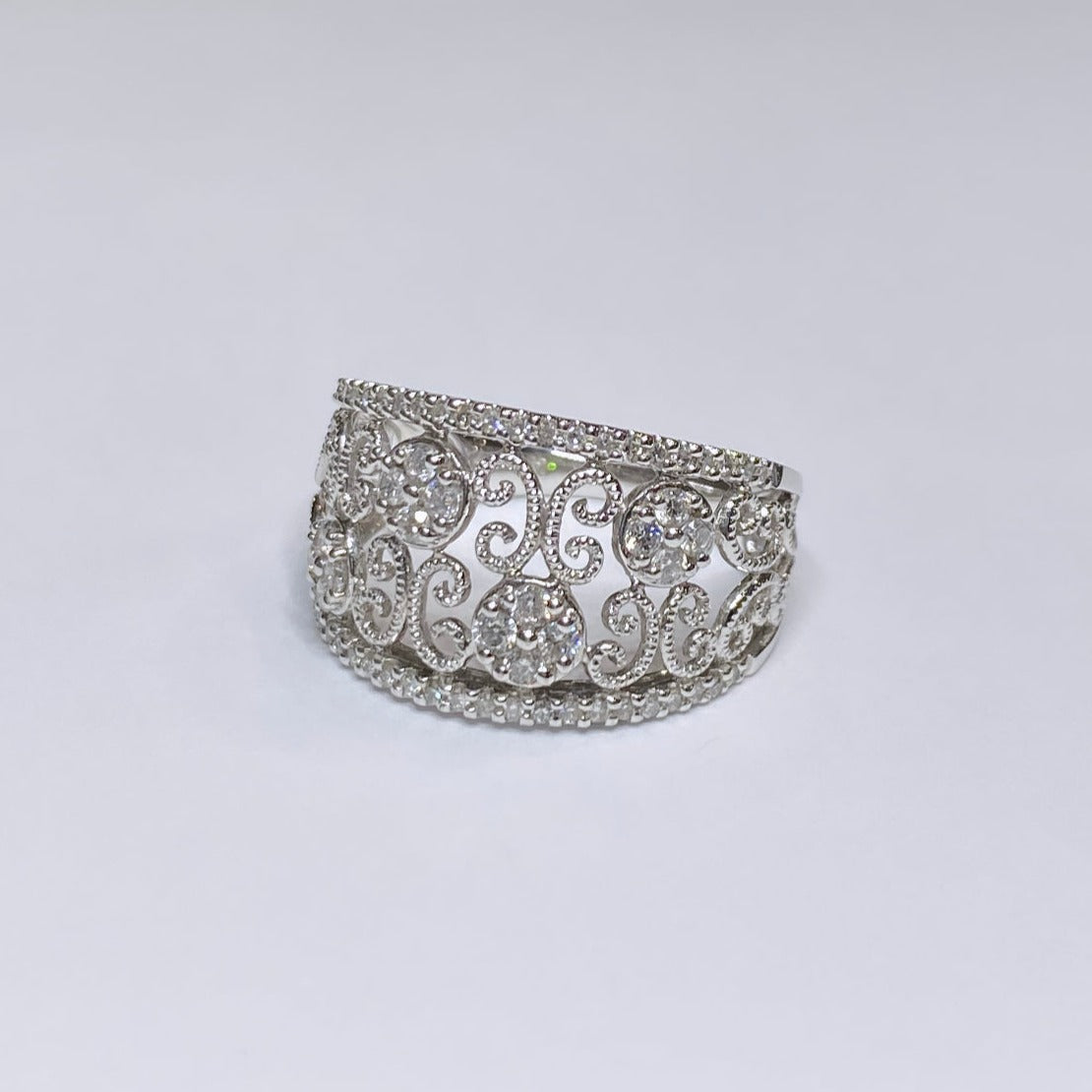 14k Diamond Filagree Band 1/2ctw