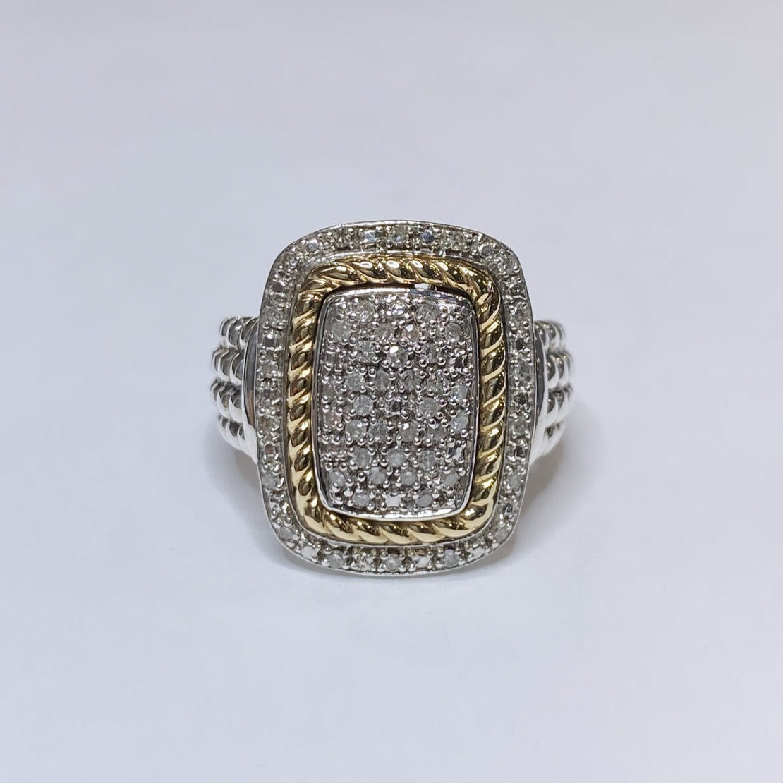 925 & 14k Diamond Cluster Ring 1/3ctw