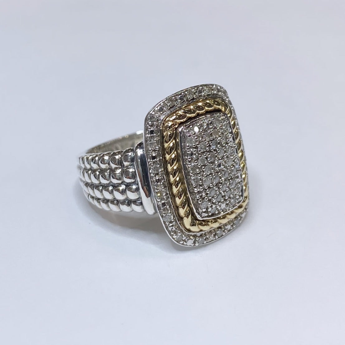 925 & 14k Diamond Cluster Ring 1/3ctw
