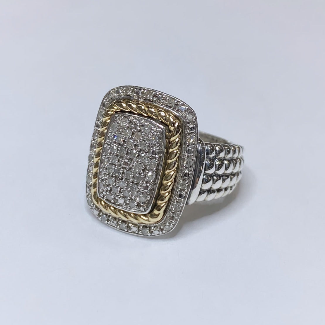 925 & 14k Diamond Cluster Ring 1/3ctw