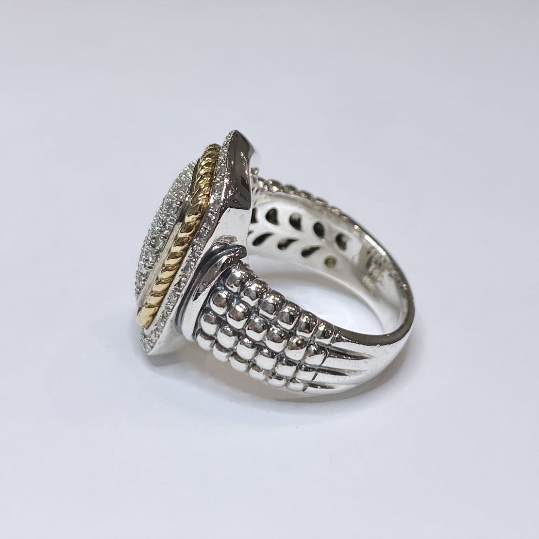 925 & 14k Diamond Cluster Ring 1/3ctw