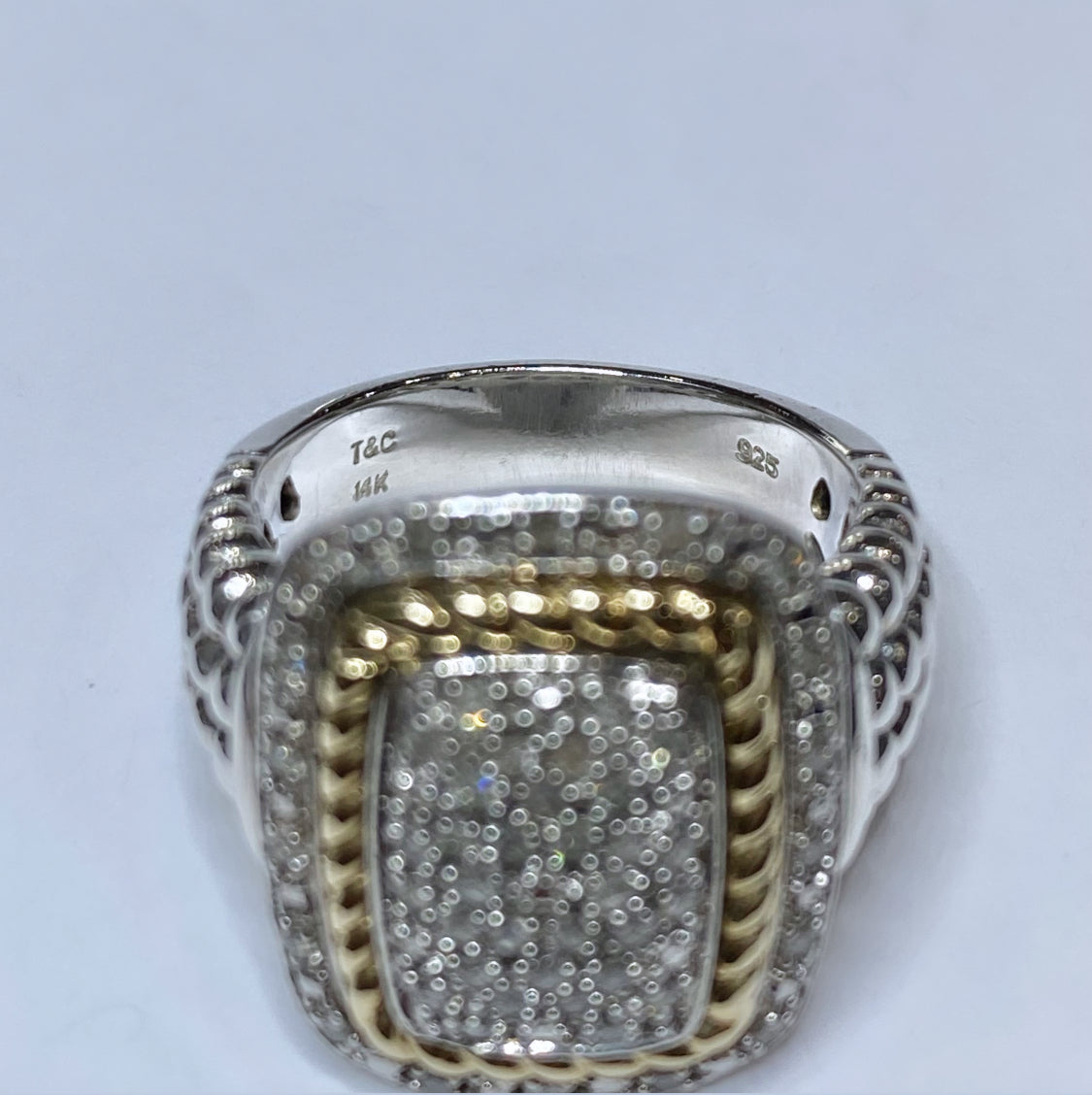 925 & 14k Diamond Cluster Ring 1/3ctw