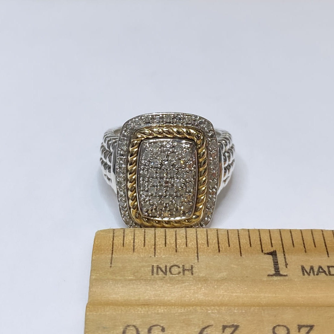 925 & 14k Diamond Cluster Ring 1/3ctw