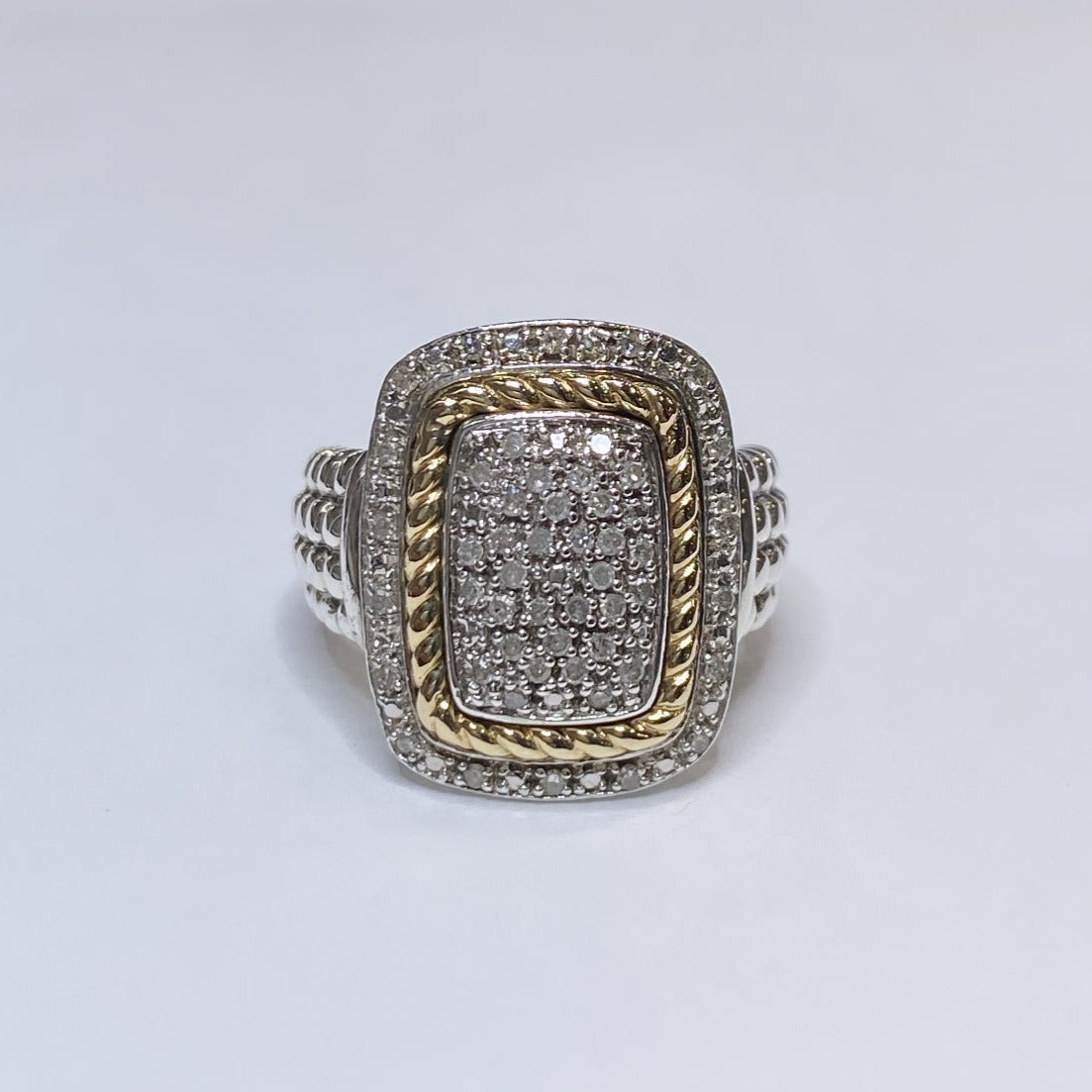 925 & 14k Diamond Cluster Ring 1/3ctw