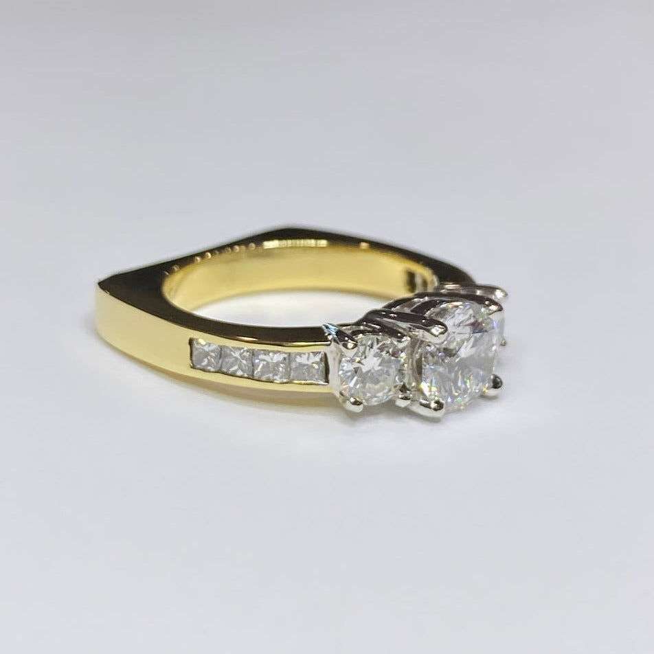 18k & Platinum Three-Stone Diamond Ring