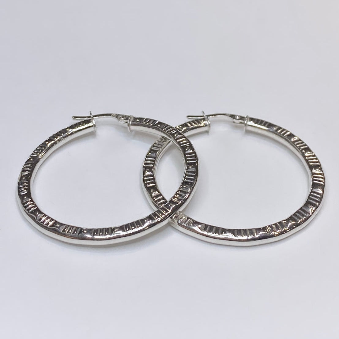 14k White Gold Large Hoop Earrings