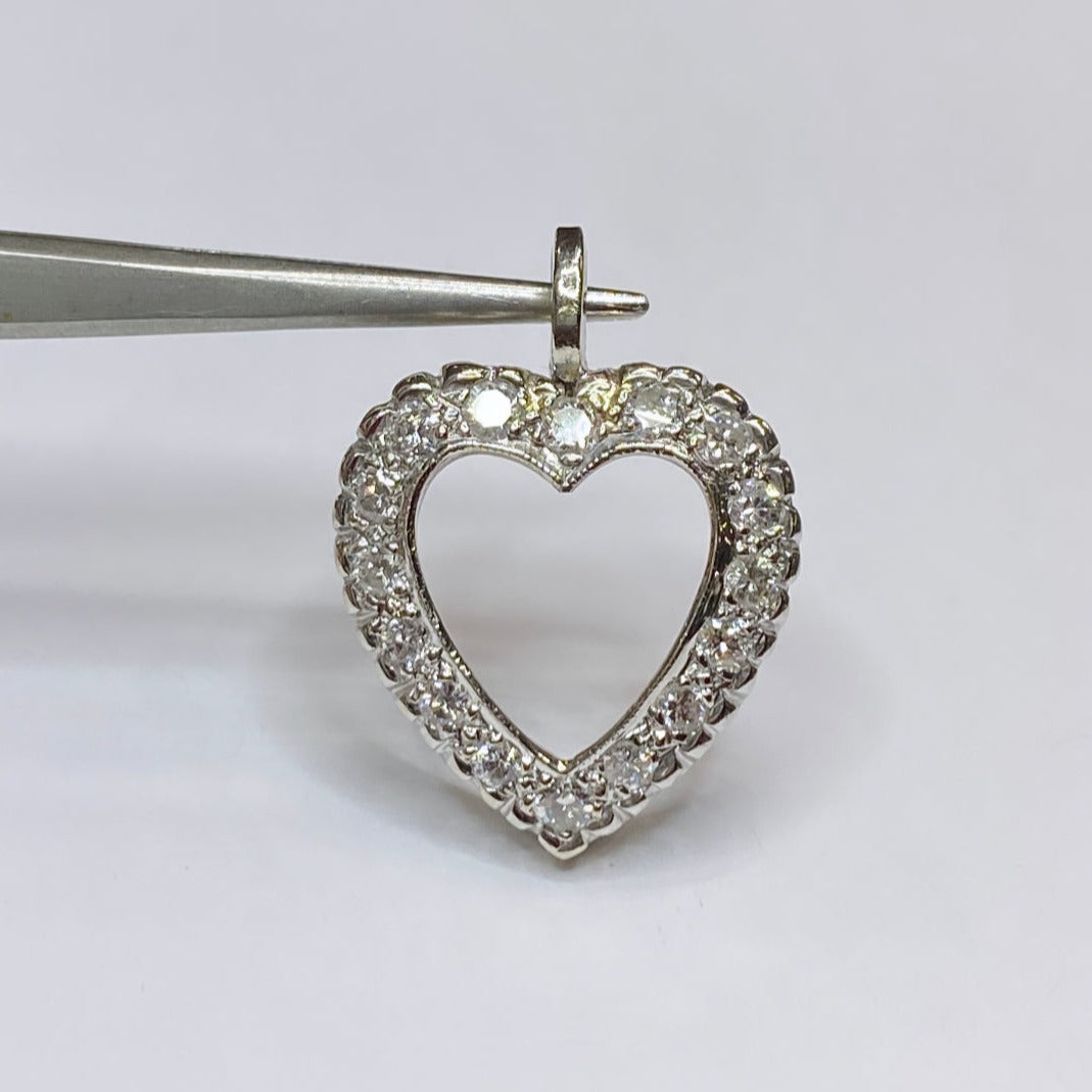 14k Vintage Diamond Heart Charm