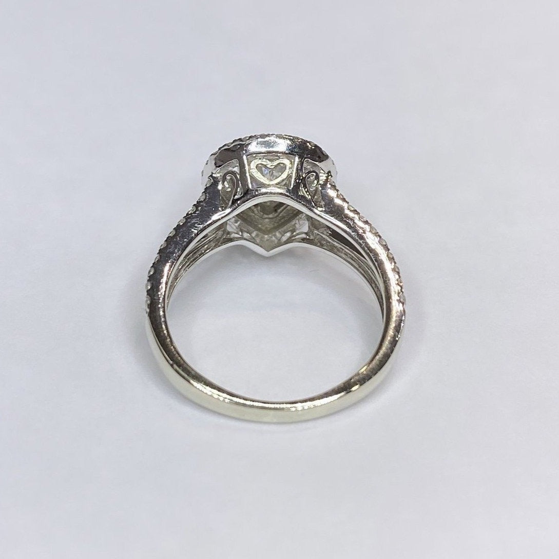 14k Double Halo Pear Shape Ring