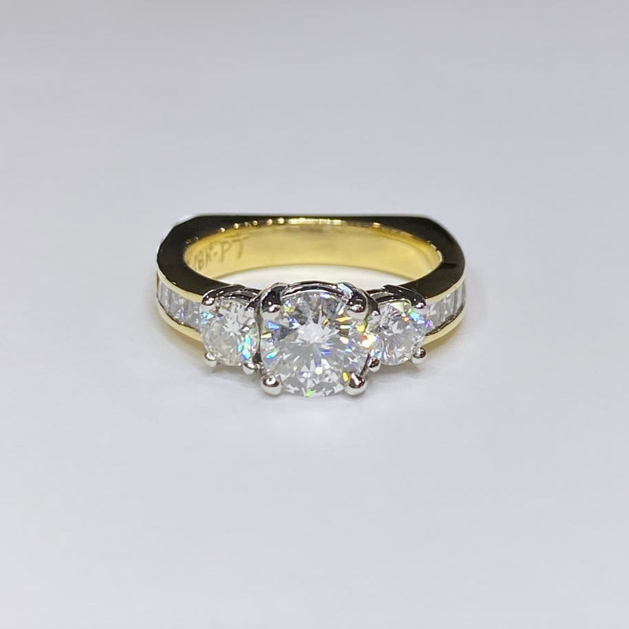 18k & Platinum Three-Stone Diamond Ring