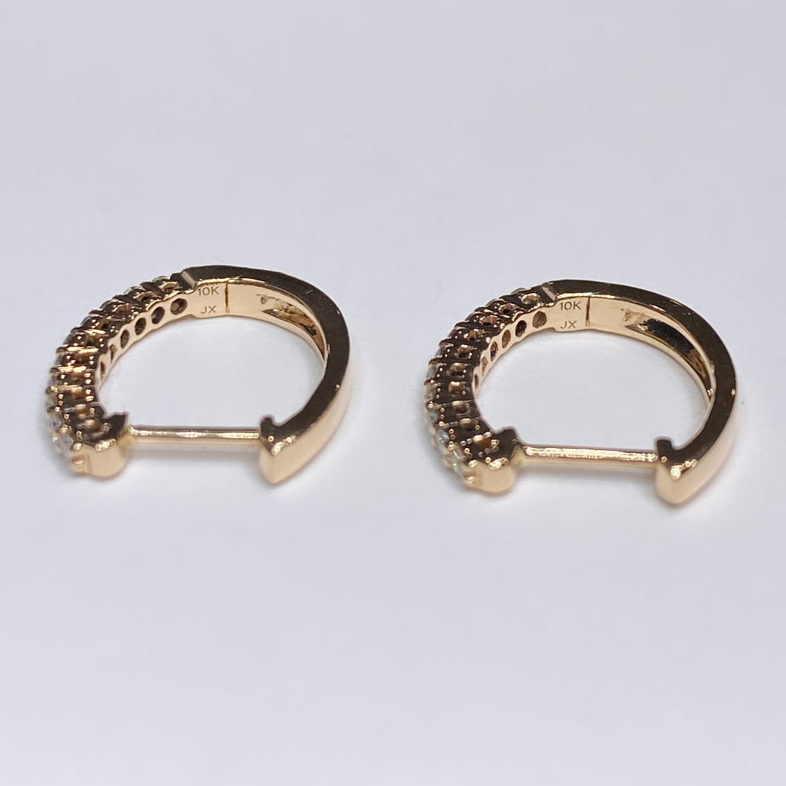 10k Elongated Diamond Hoop Earrings
