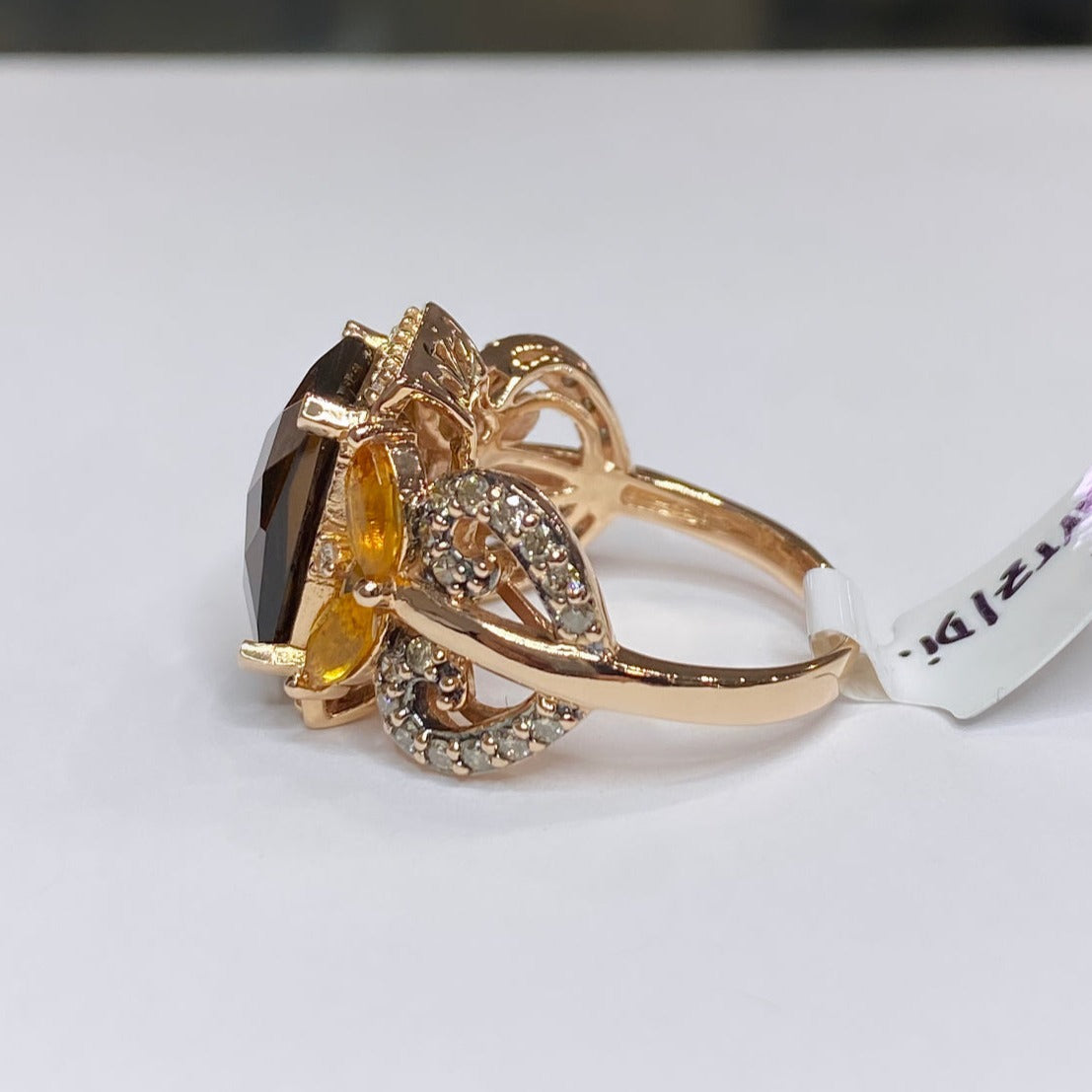 LeVian Caramel Quartz & Diamond Ring