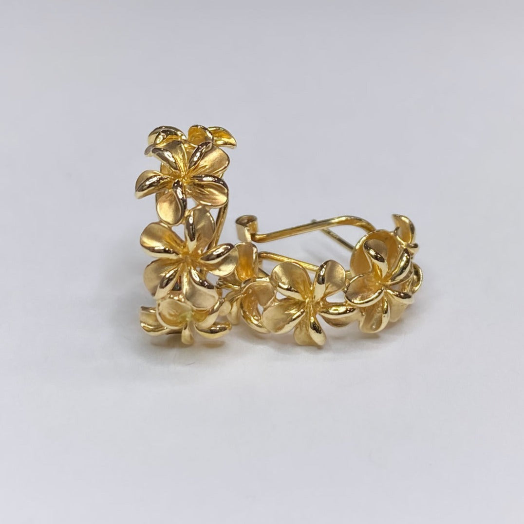 14k Omega-back Floral Earrings