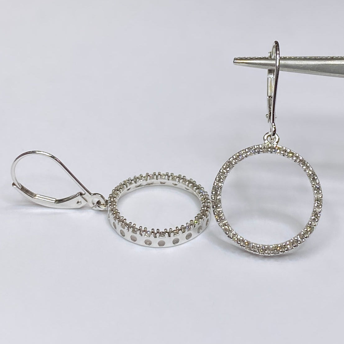 10k Diamond Rim Dangle Earrings