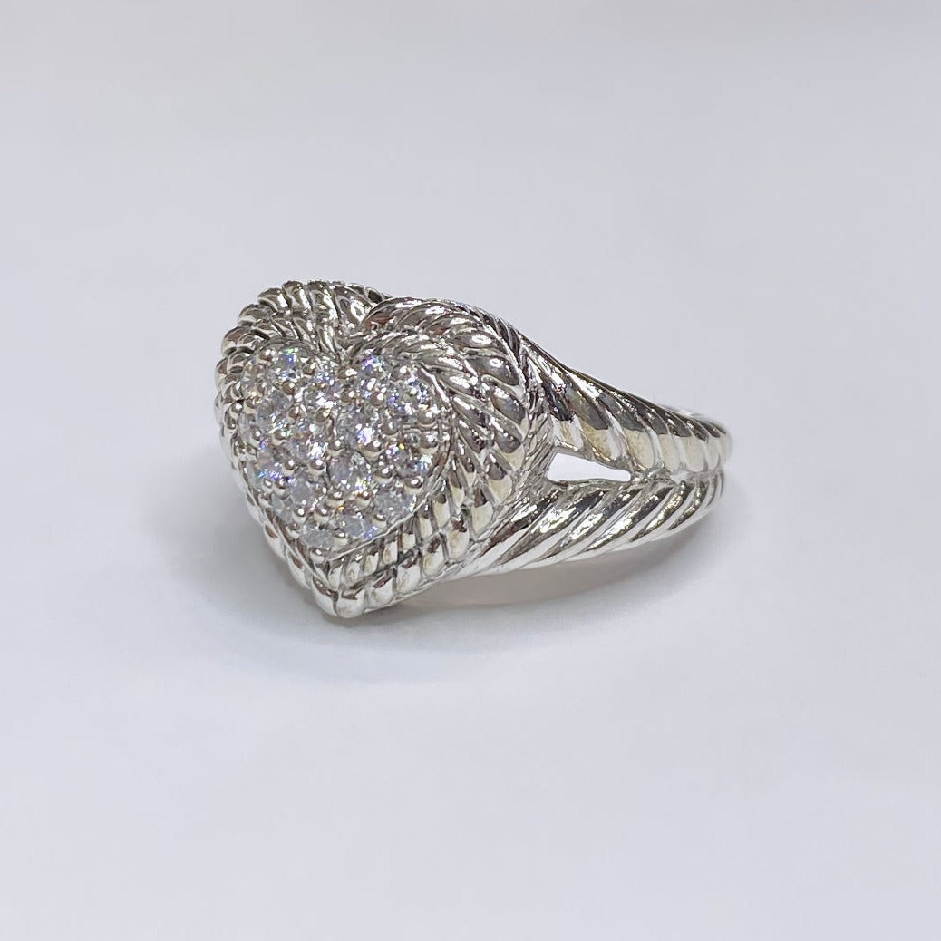 Judith Ripka Cluster Heart Ring 925