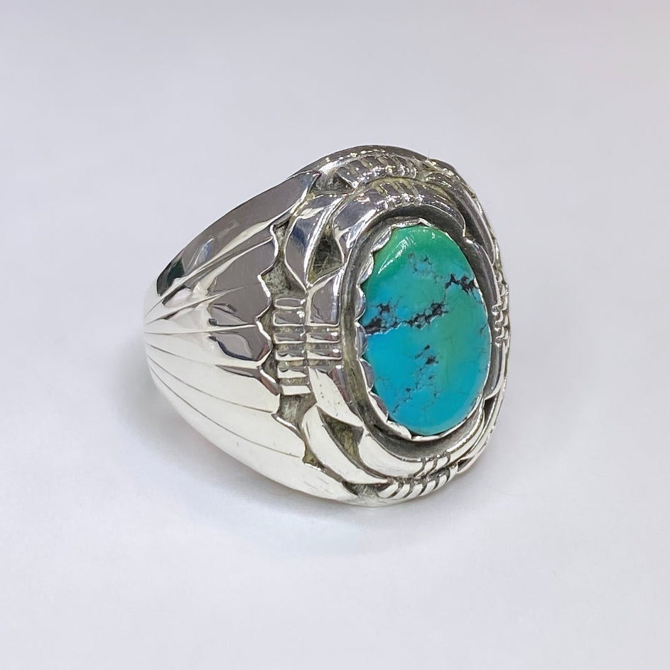 Men’s Oval Turquoise Sterling Silver Ring