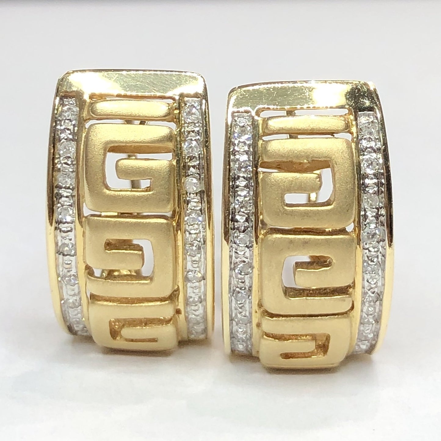 14k Greek Key Design Earrings