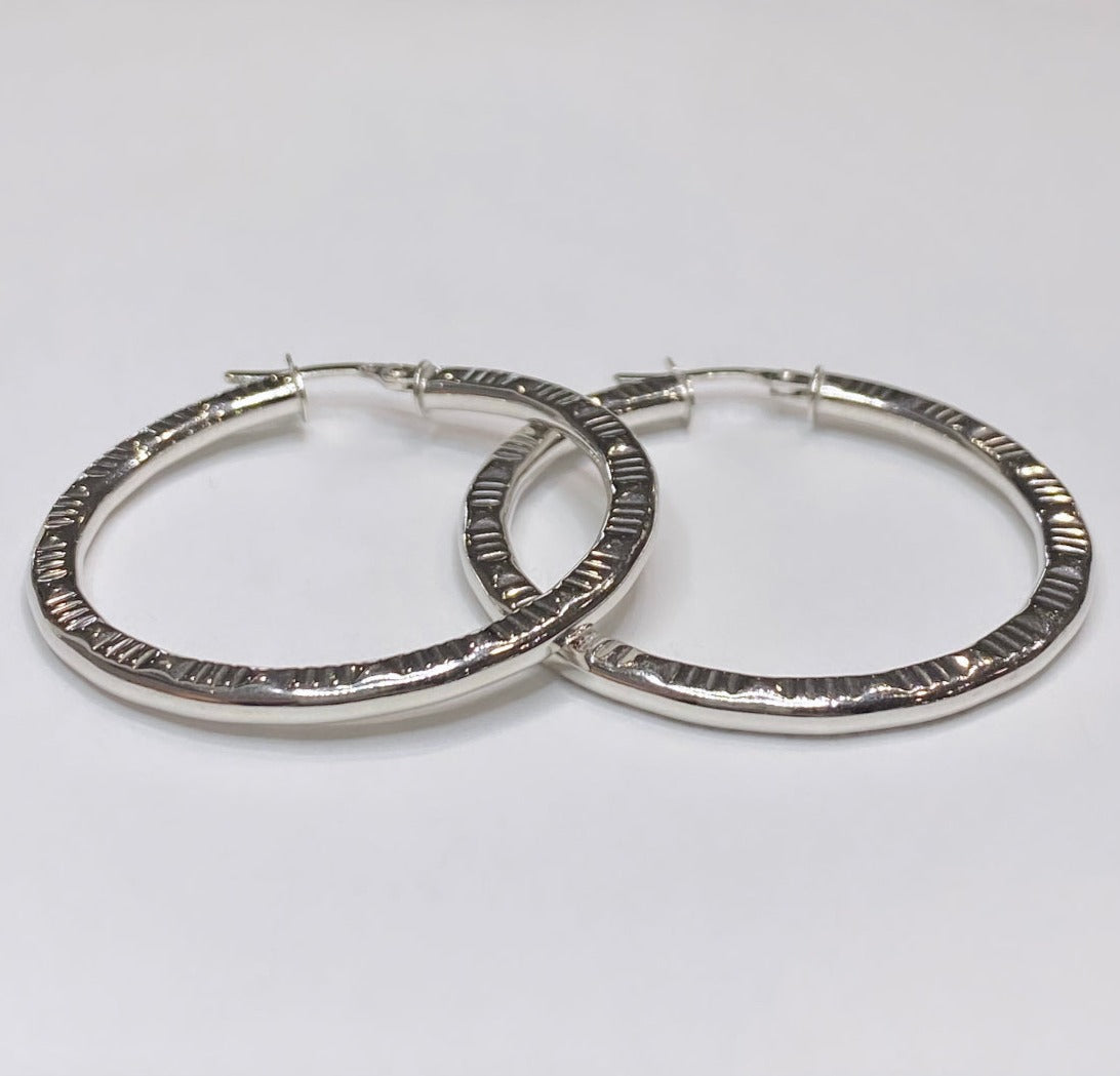 14k White Gold Large Hoop Earrings