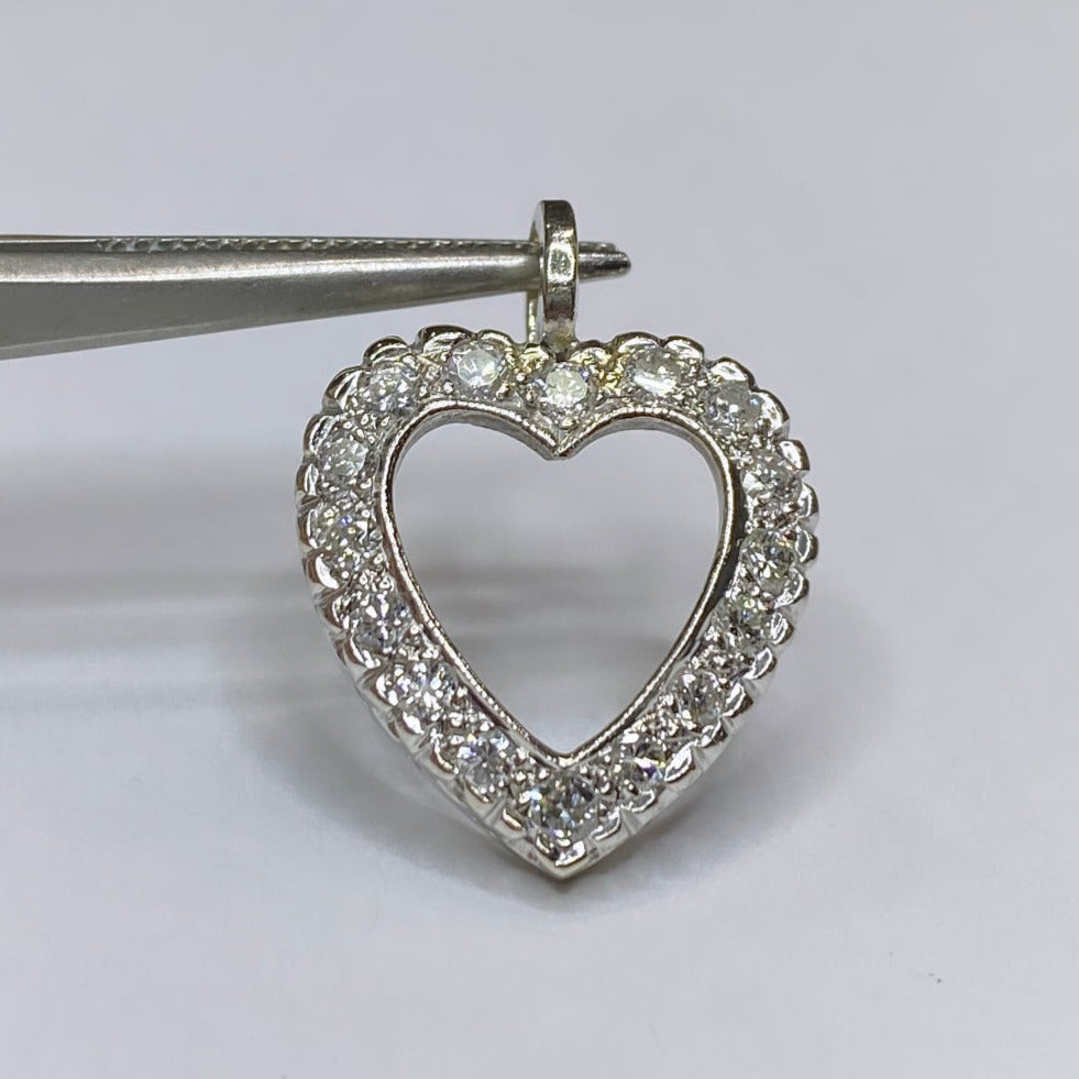 14k Vintage Diamond Heart Charm