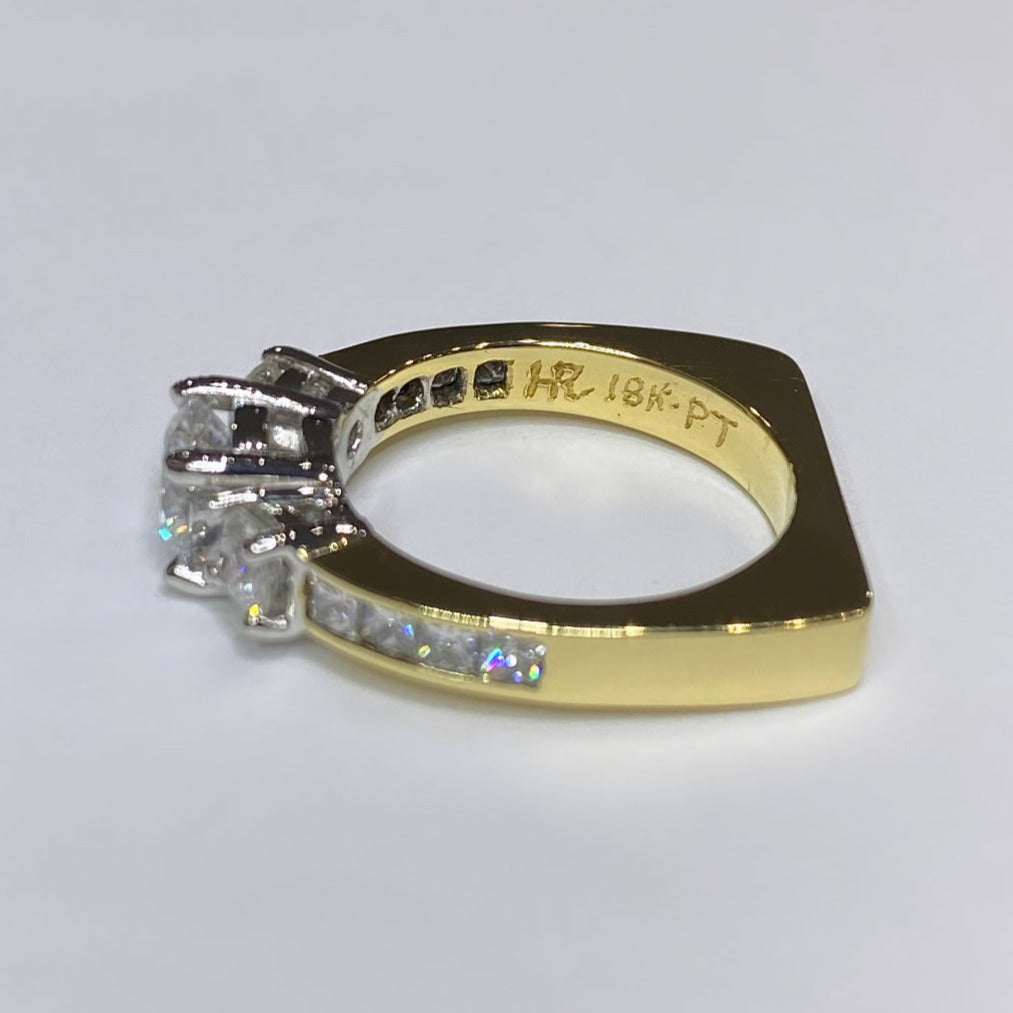 18k & Platinum Three-Stone Diamond Ring