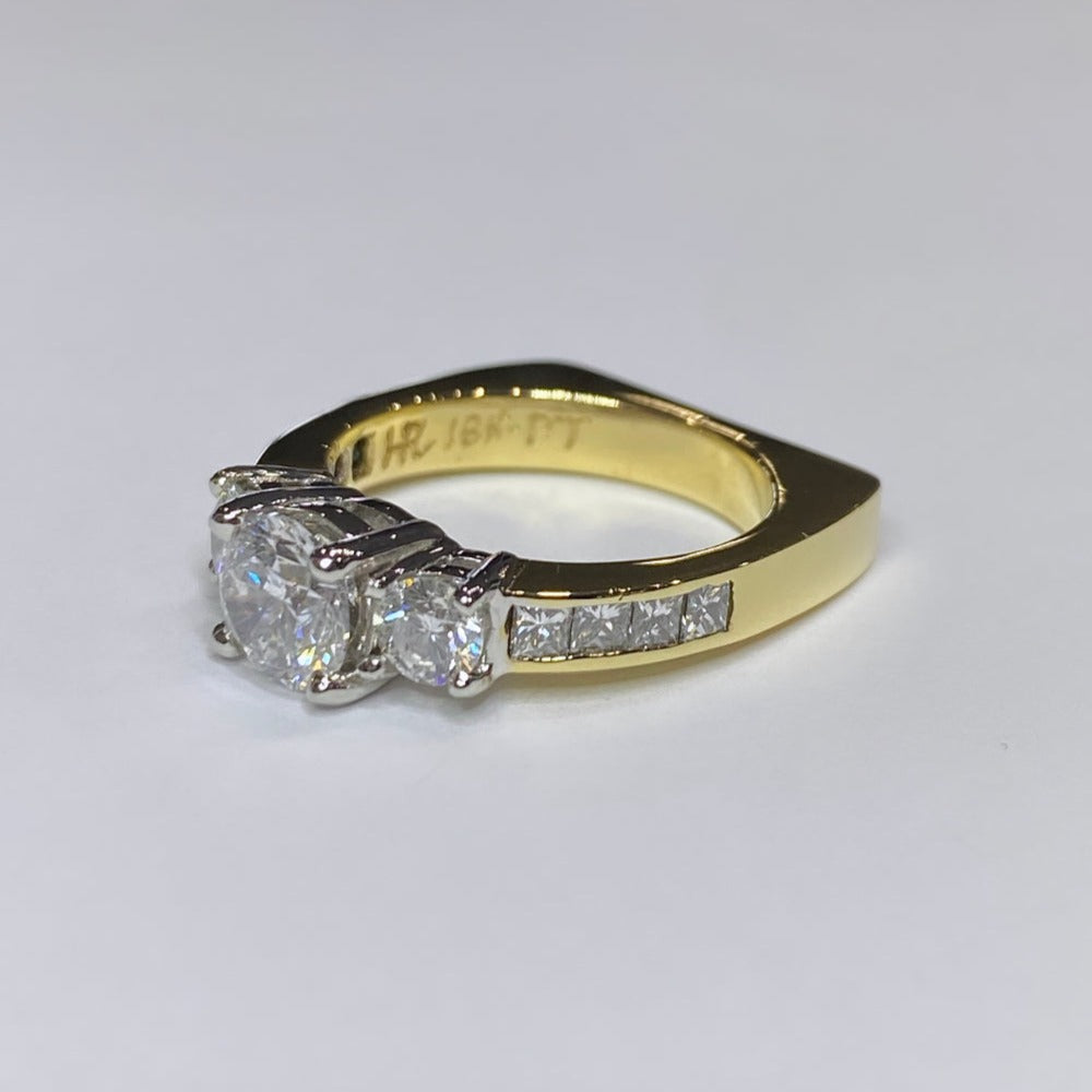 18k & Platinum Three-Stone Diamond Ring