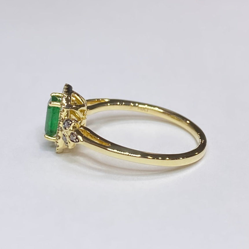 LeVian Genuine Emerald With Diamond Halo