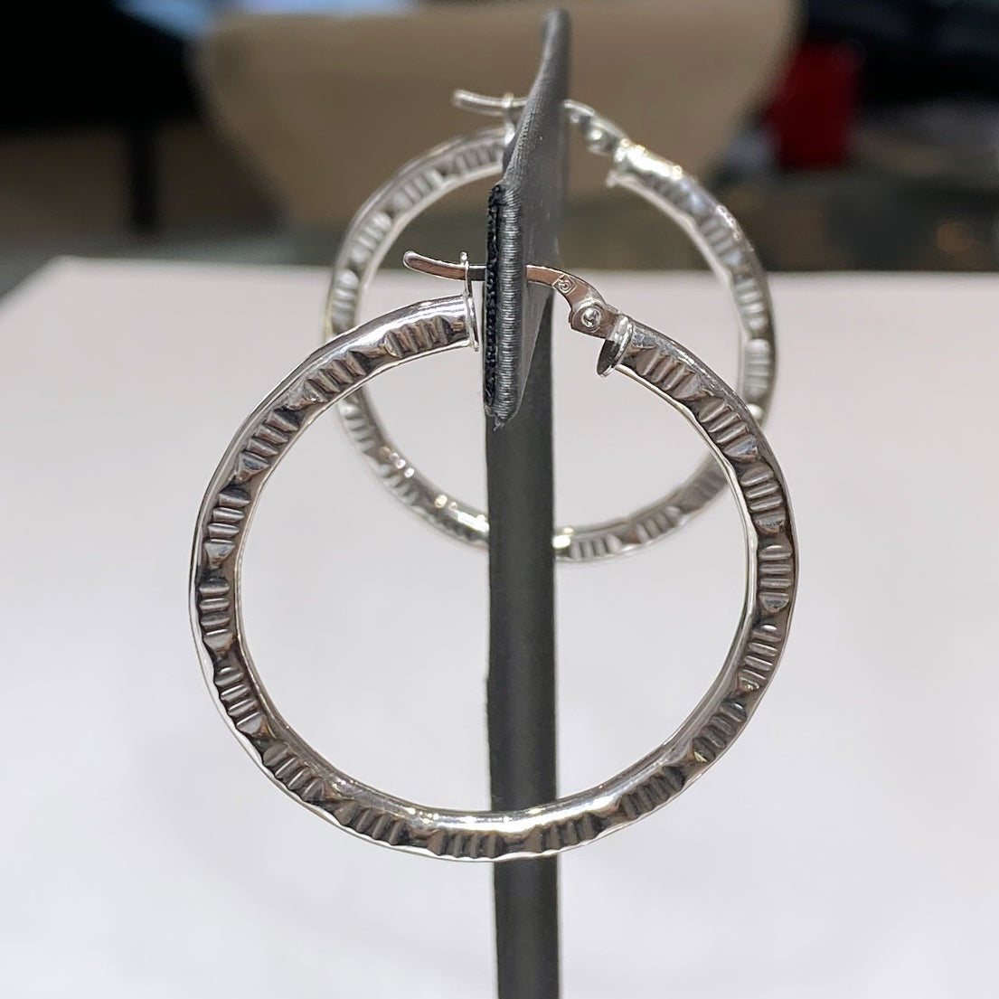 14k White Gold Large Hoop Earrings