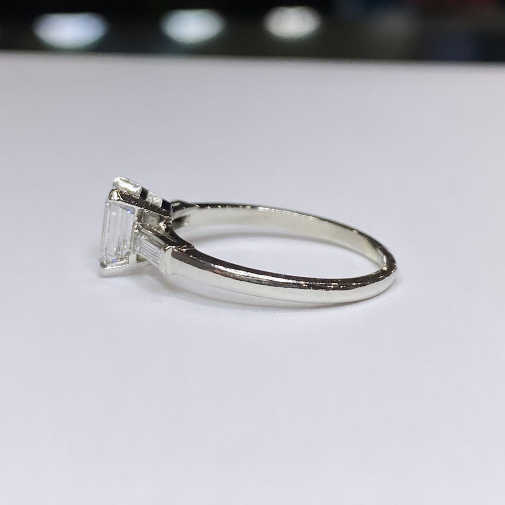 Emerald Cut Platinum Engagement Ring