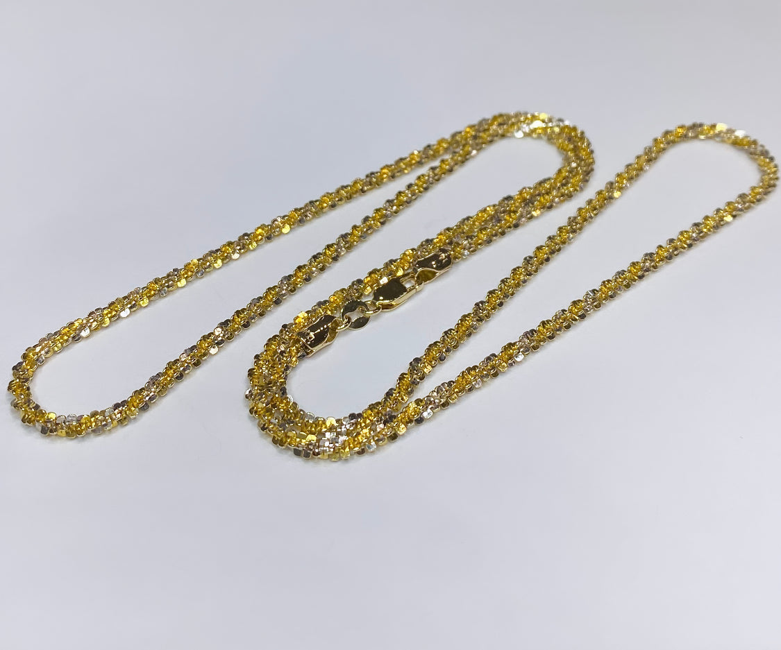 14k Two-tone Diamond Cut Chain