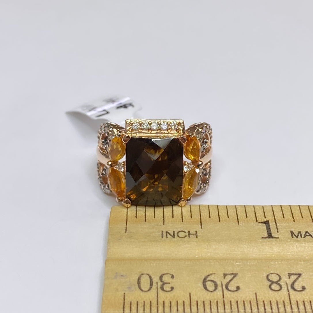 LeVian Caramel Quartz & Diamond Ring