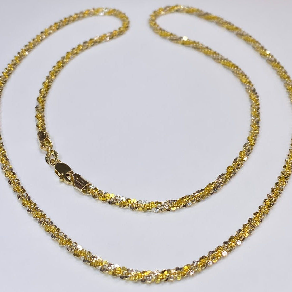 14k Two-tone Diamond Cut Chain