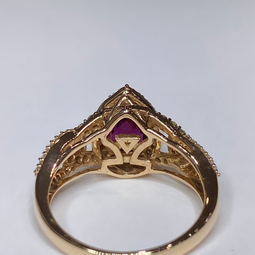 LeVian Raspberry Rhodolite & Diamond 14k Ring