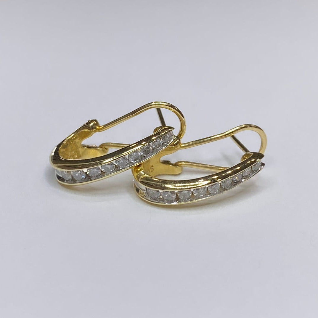 14k Small Elongated Diamond Hoops