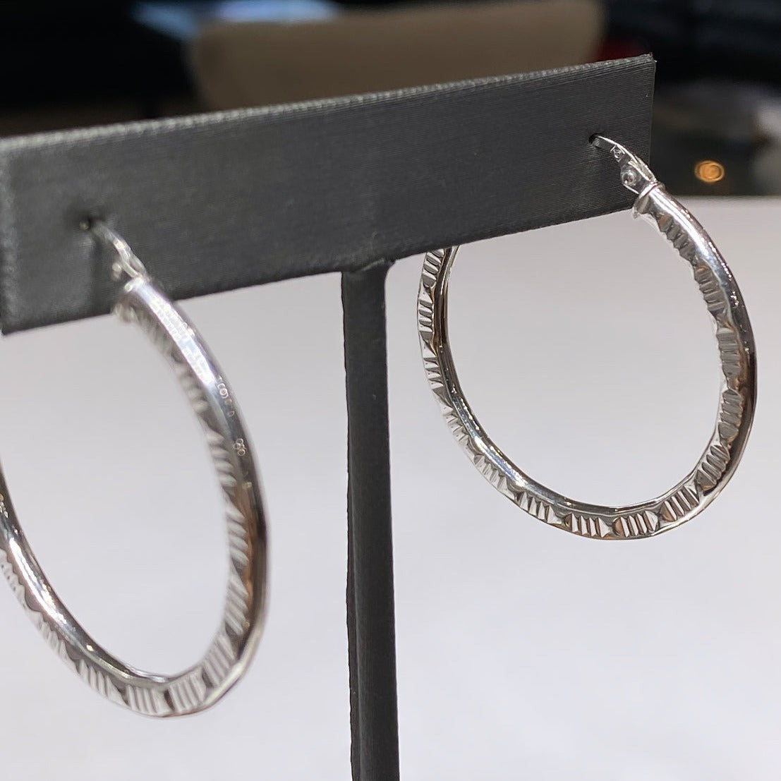 14k White Gold Large Hoop Earrings