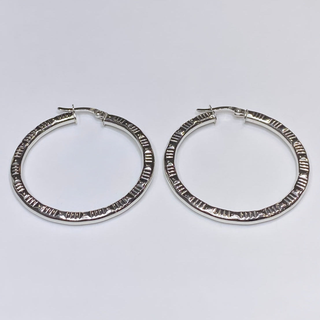 14k White Gold Large Hoop Earrings