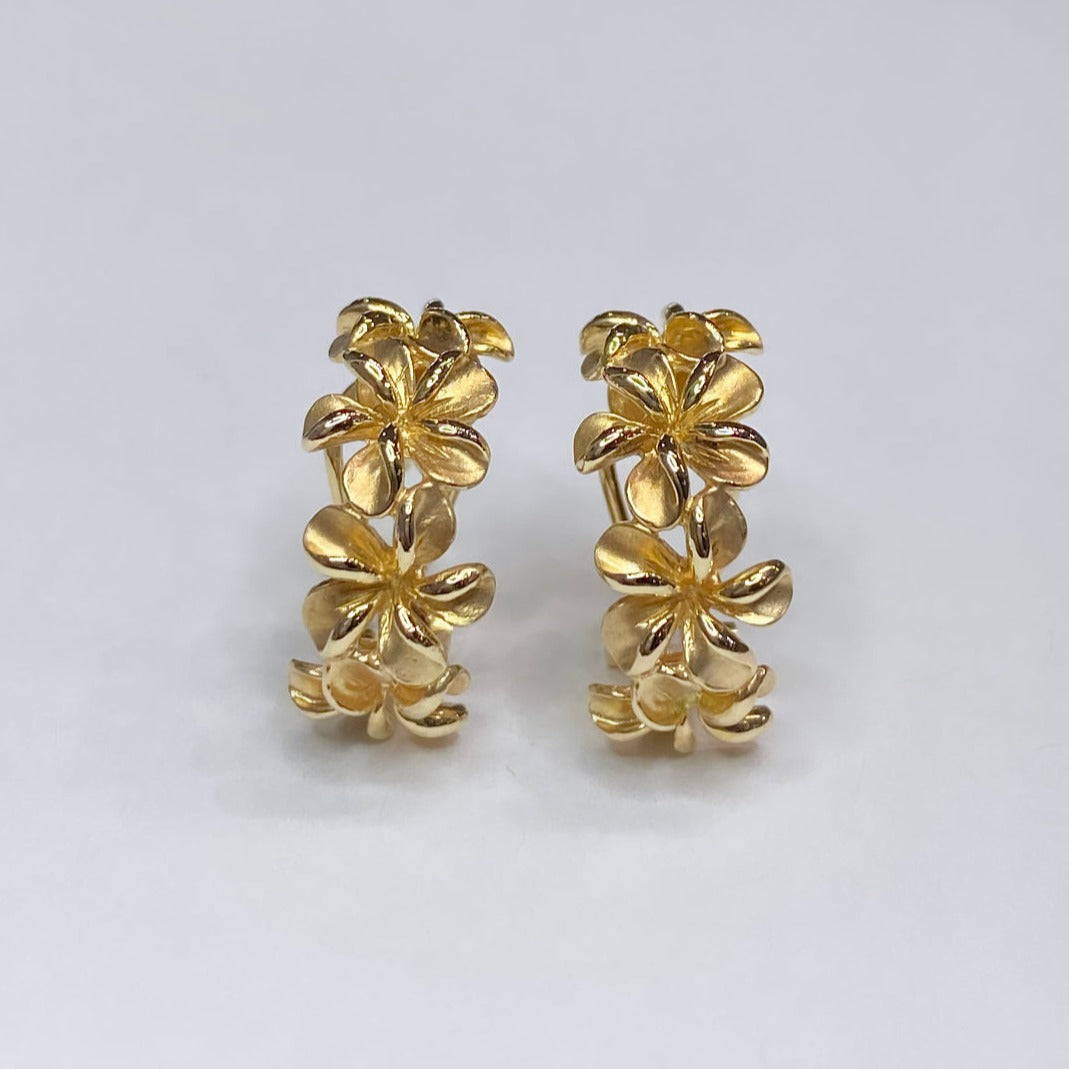 14k Omega-back Floral Earrings