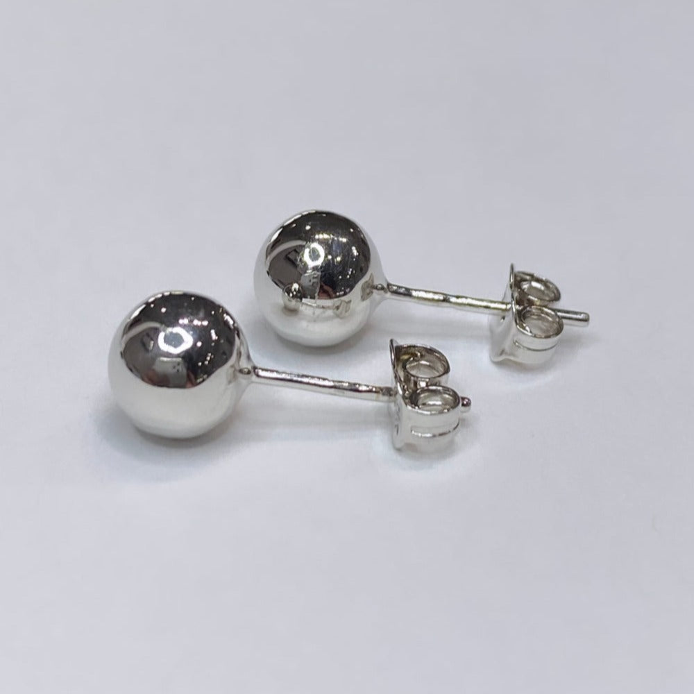 14k White Gold Knob Earrings