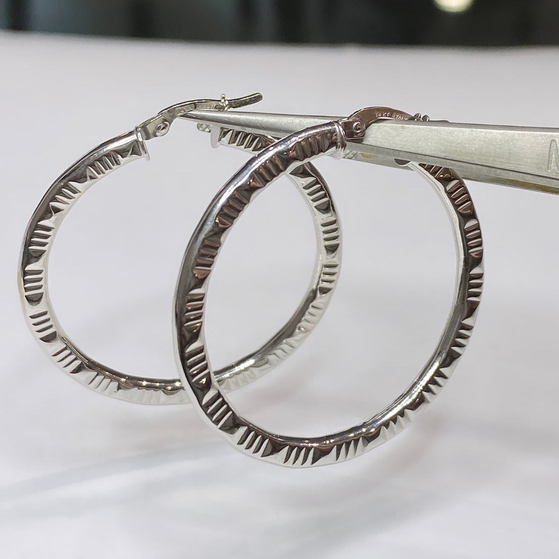 14k White Gold Large Hoop Earrings