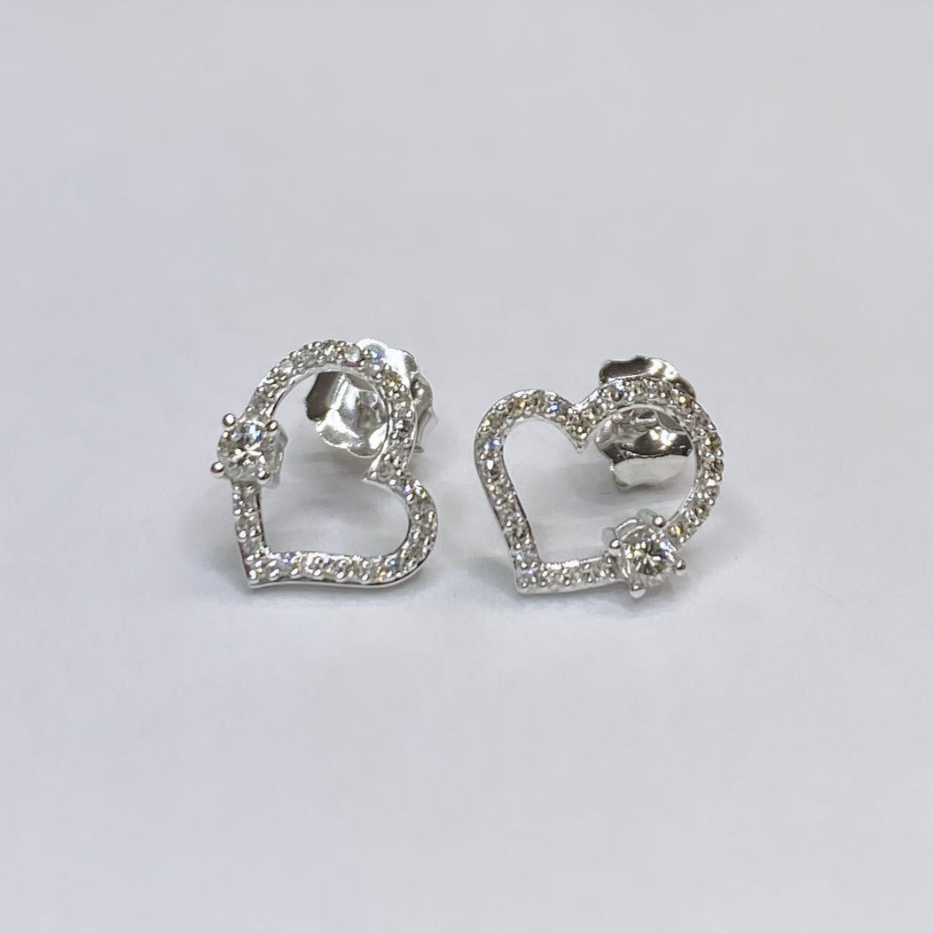 10k Open Heart Diamond Earrings