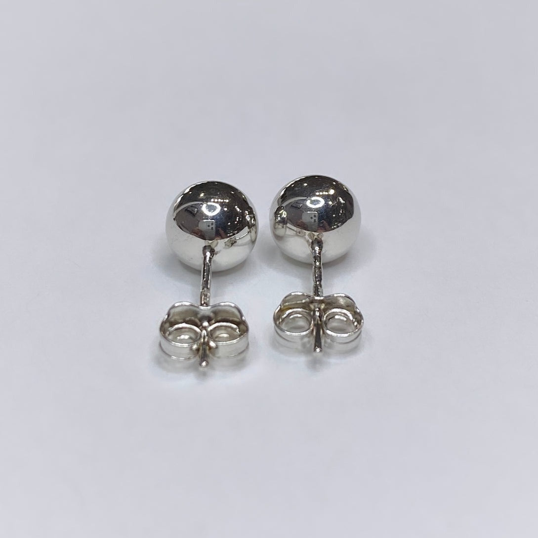 14k White Gold Knob Earrings