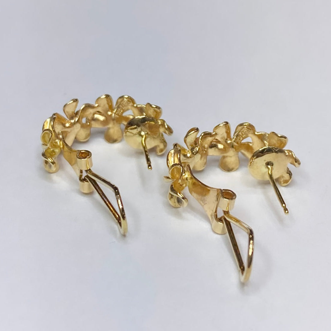 14k Omega-back Floral Earrings