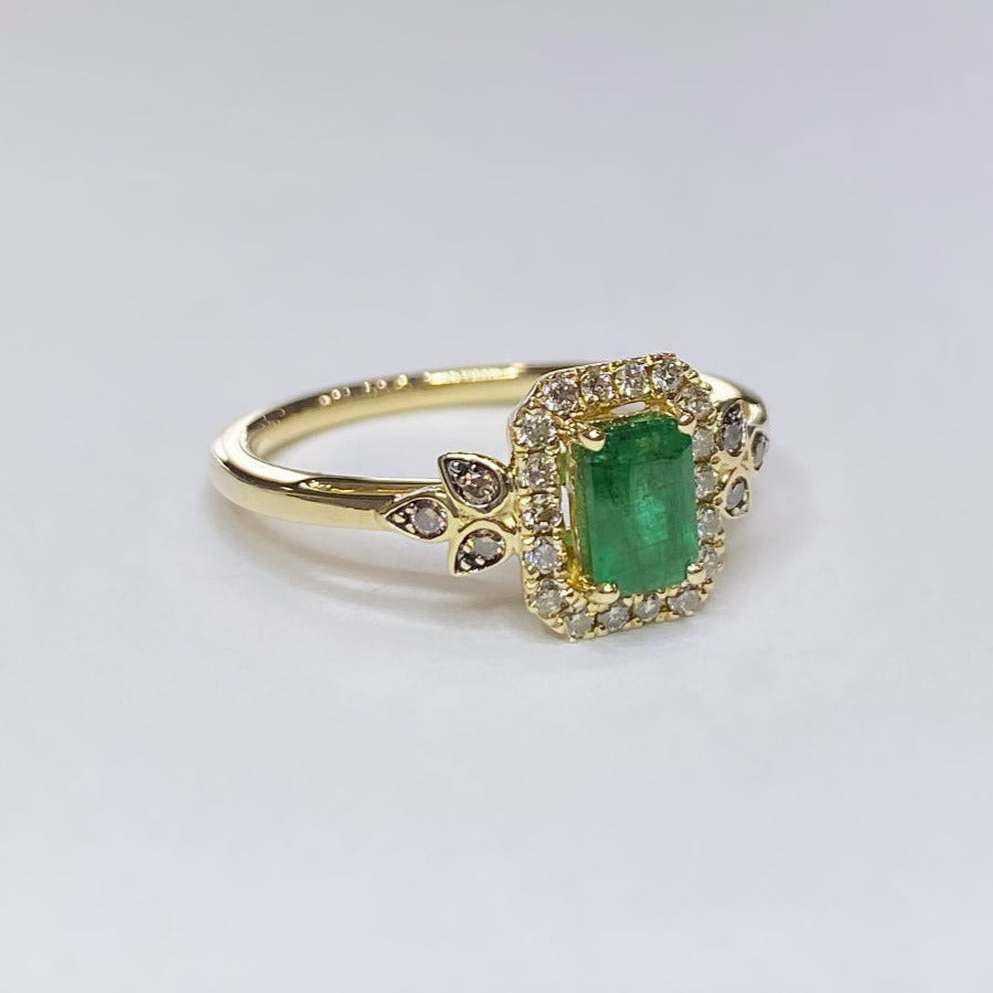 LeVian Genuine Emerald With Diamond Halo