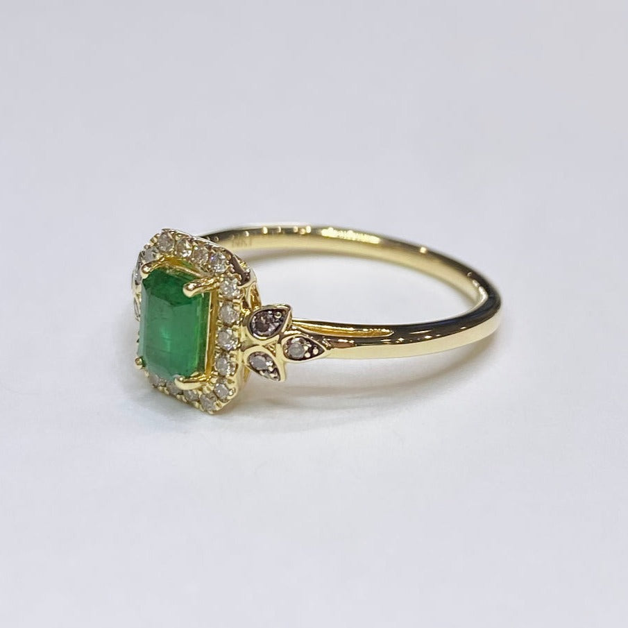 LeVian Genuine Emerald With Diamond Halo