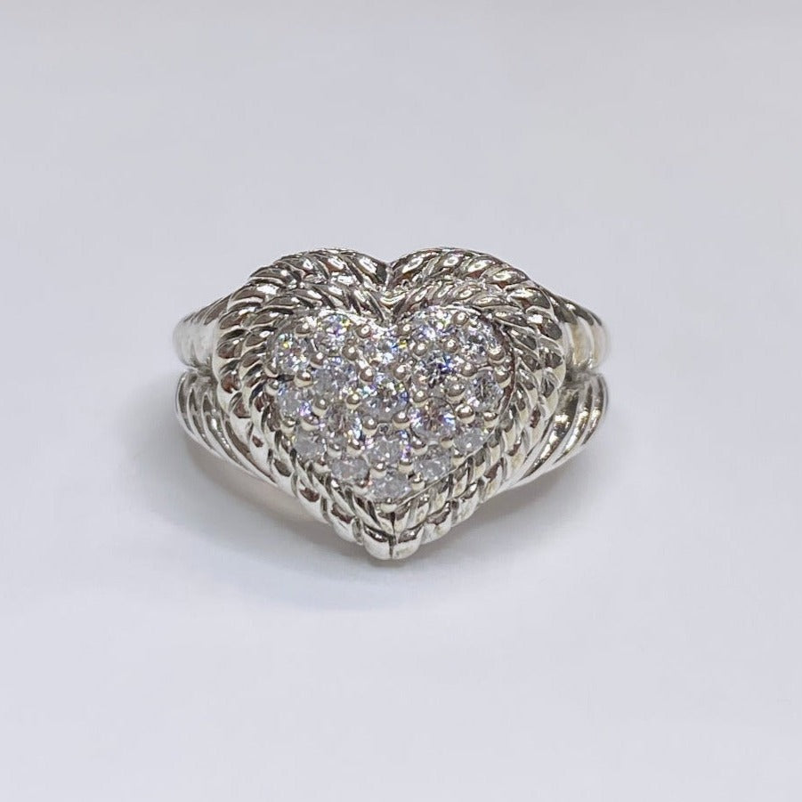 Judith Ripka Cluster Heart Ring 925