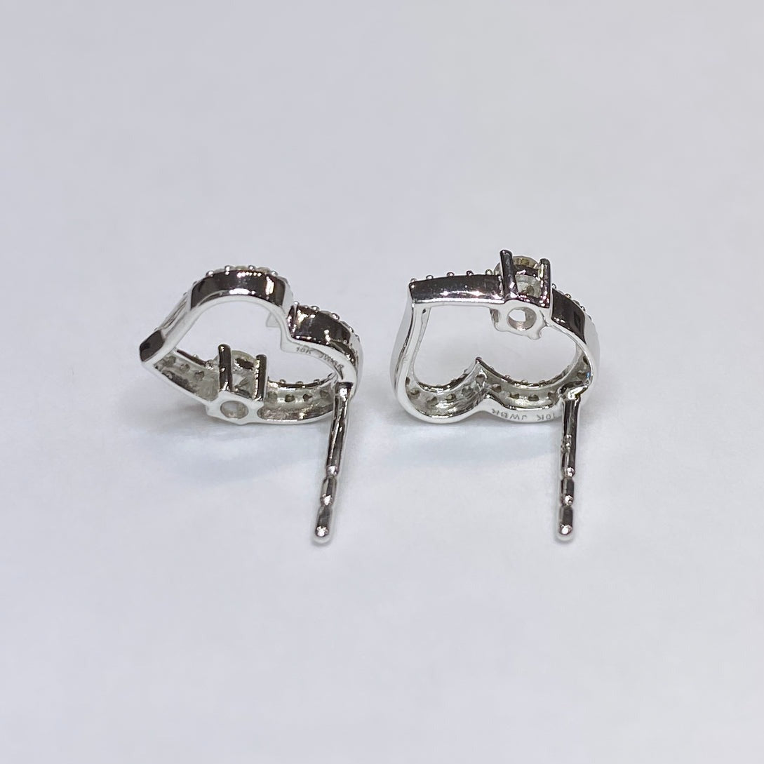 10k Open Heart Diamond Earrings