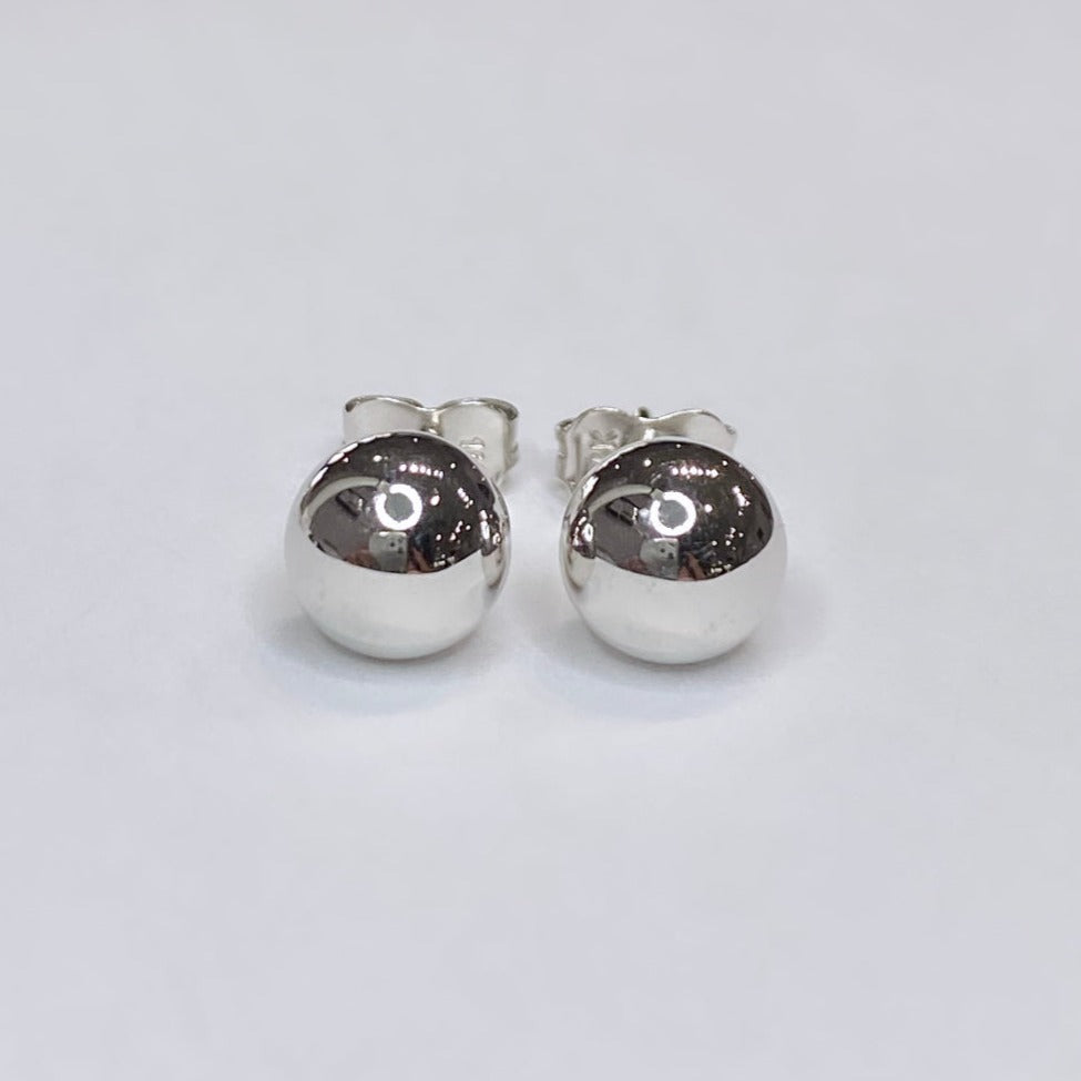 14k White Gold Knob Earrings