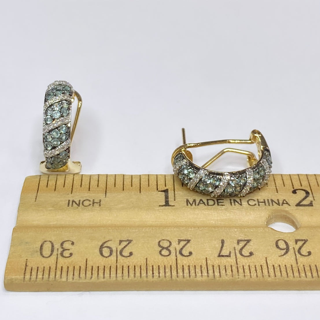 14k Green Amethyst Earrings